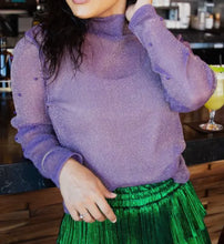 Load image into Gallery viewer, Purple Mardi Glam Mesh top
