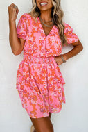 Pink floral spring dress