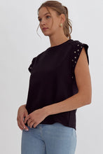 Load image into Gallery viewer, Black stud sleeve top
