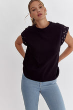 Load image into Gallery viewer, Black stud sleeve top
