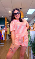Coral striped 2 piece set