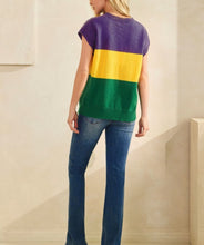 Load image into Gallery viewer, Sequin Mardi Gras sweater vest colorblock
