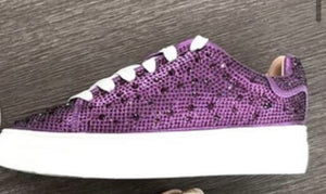 Purple rhinestone sneakers