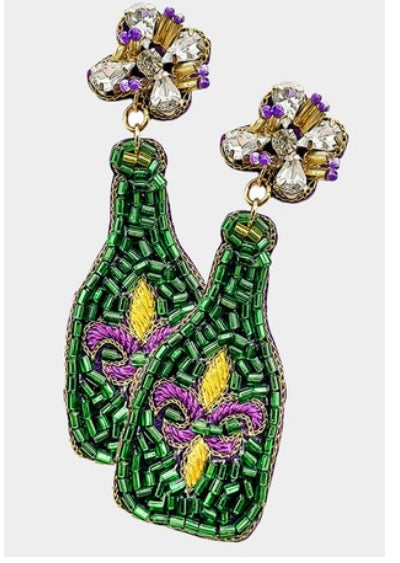 Mardi Gras champagne earrings