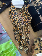 Leopard heart scarf necklace