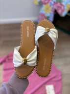 White comfort chic bow sandals