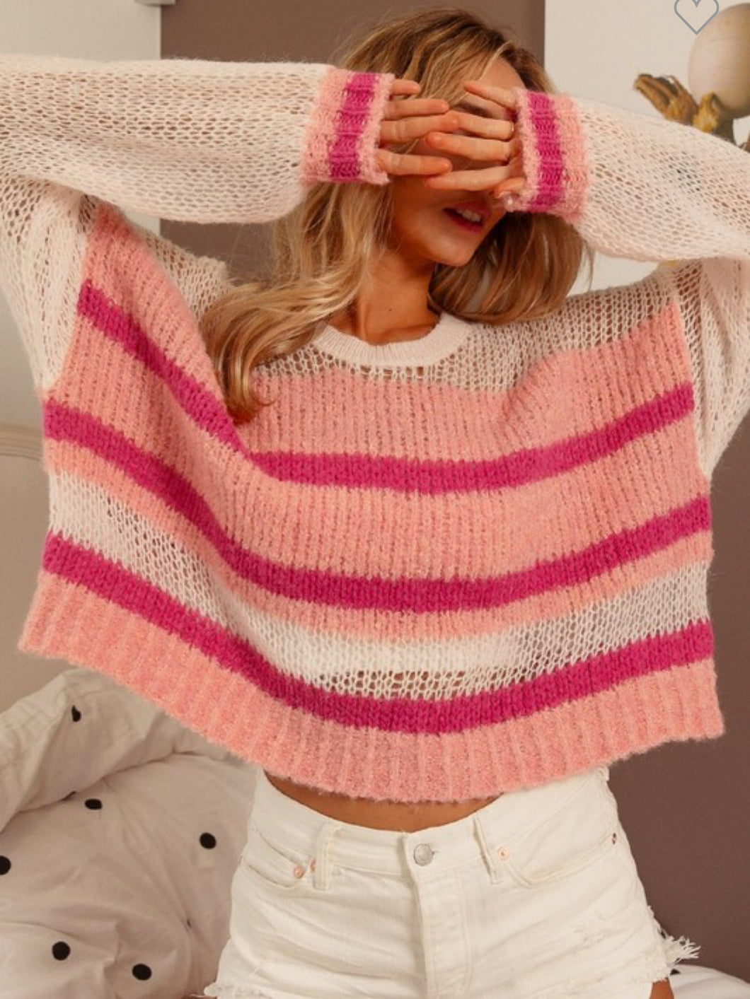 Pink striped detail sweater