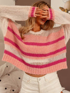 Pink striped detail sweater