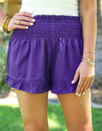 Purple smocked shorts