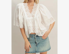 Load image into Gallery viewer, Scalloped eyelet babydoll top
