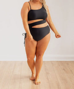 Black one piece side cut out