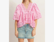 Load image into Gallery viewer, Scalloped eyelet babydoll top
