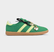 Green embellished sneakers