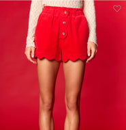 Corduroy scalloped shorts