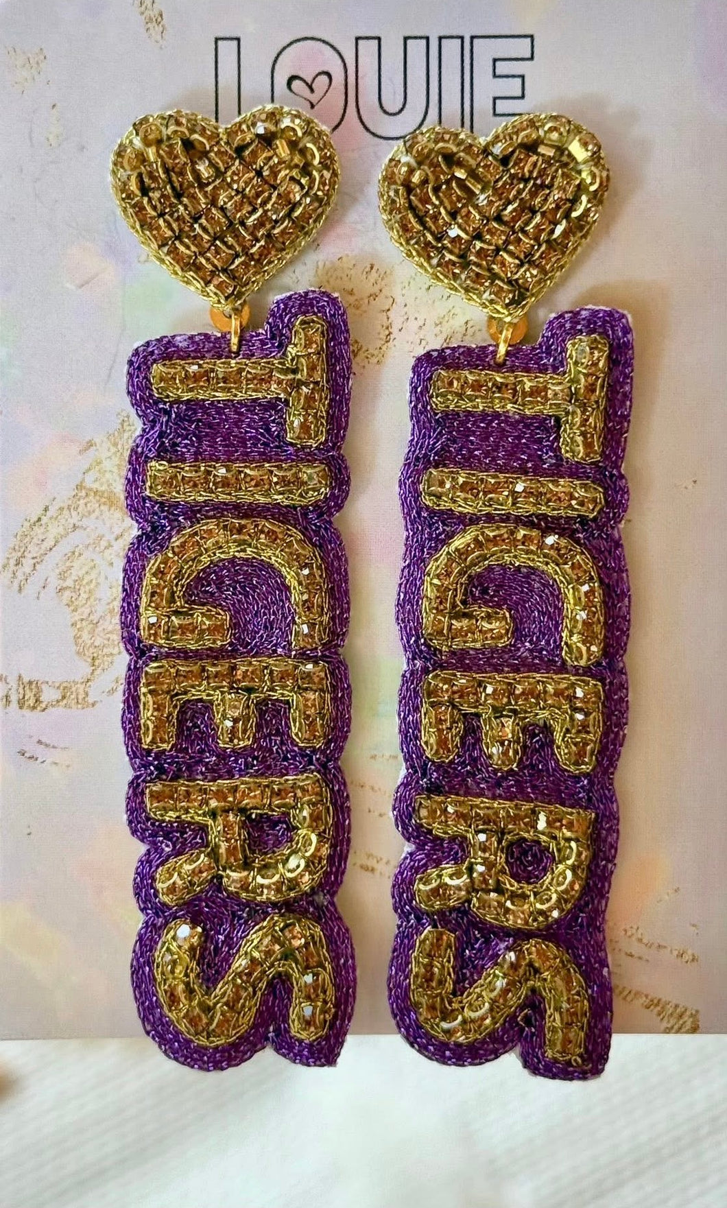 Tiger hearts beaded earrings