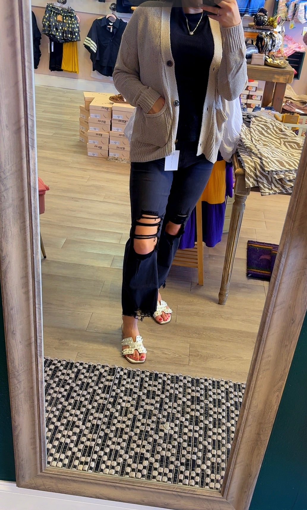 Black distressed ripped jeans