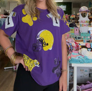 Purple GAMEDAY sequin tee