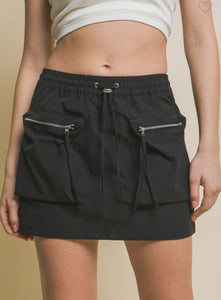 Black cargo skirt