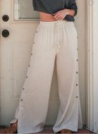 Wide leg oatmeal linen pants