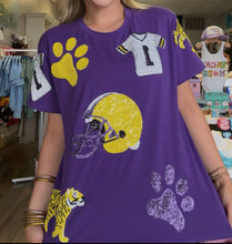Load image into Gallery viewer, Purple GAMEDAY sequin tee
