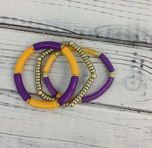 Purple gold bracelet stretch set