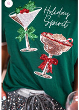 Load image into Gallery viewer, PREORDER- Holiday Spirit Sequin Embroidered Tee
