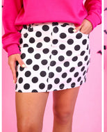 Polka dot denim skirt