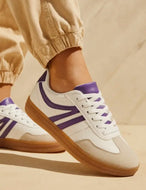 Purple striped sneakers