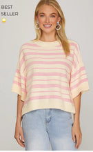 Load image into Gallery viewer, Drop half sleeve striped top
