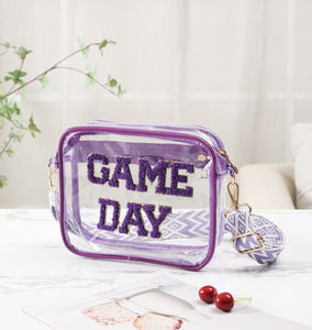 Purple clear game day bag