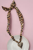 Leopard scarf heart necklace