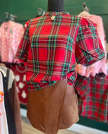 Red plaid Christmas blouse