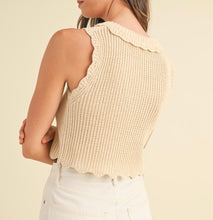 Load image into Gallery viewer, Scalloped knit crochet tank
