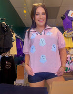 Pink sequin ghost top