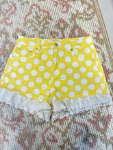 Load image into Gallery viewer, Yellow polka dot denim shorts
