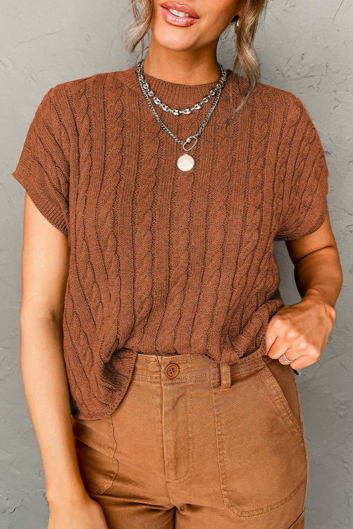 Brown crew knit sweater top