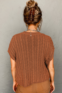 Brown crew knit sweater top