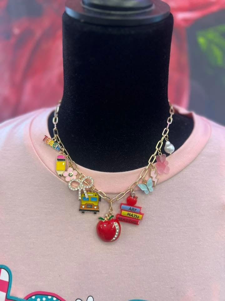 Teacher charm necklace
