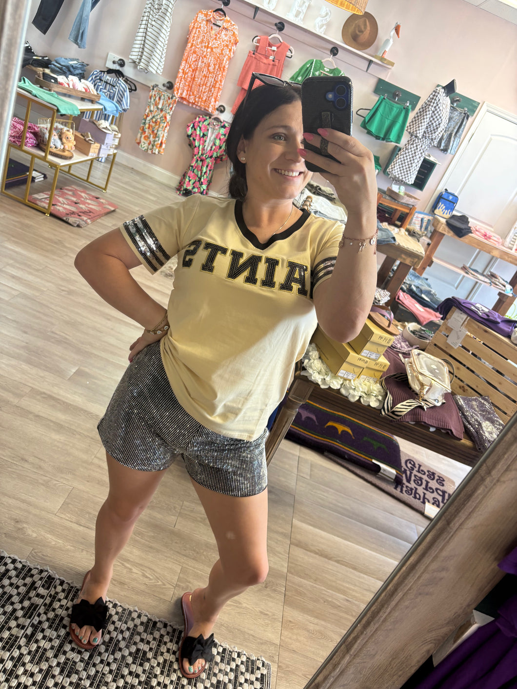 Black and gold GAMEDAY top