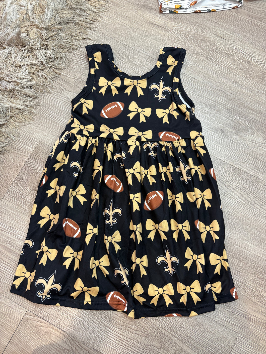 Girls black GAMEDAY bow dress