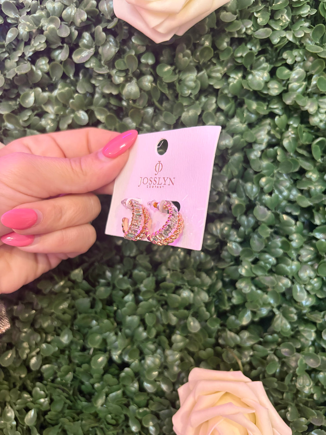 Gold rhinestone hoop earrings