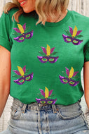 Green mardi mask tee