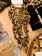 Leopard heart scarf necklace