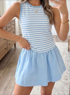*Preorder*Blue striped skort set