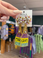 Mardi Gras champagne bottle earrings