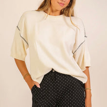 Load image into Gallery viewer, Relaxed knit short cream sweater top
